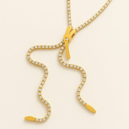 Zip Diamond Necklace - 18K Gold Plated