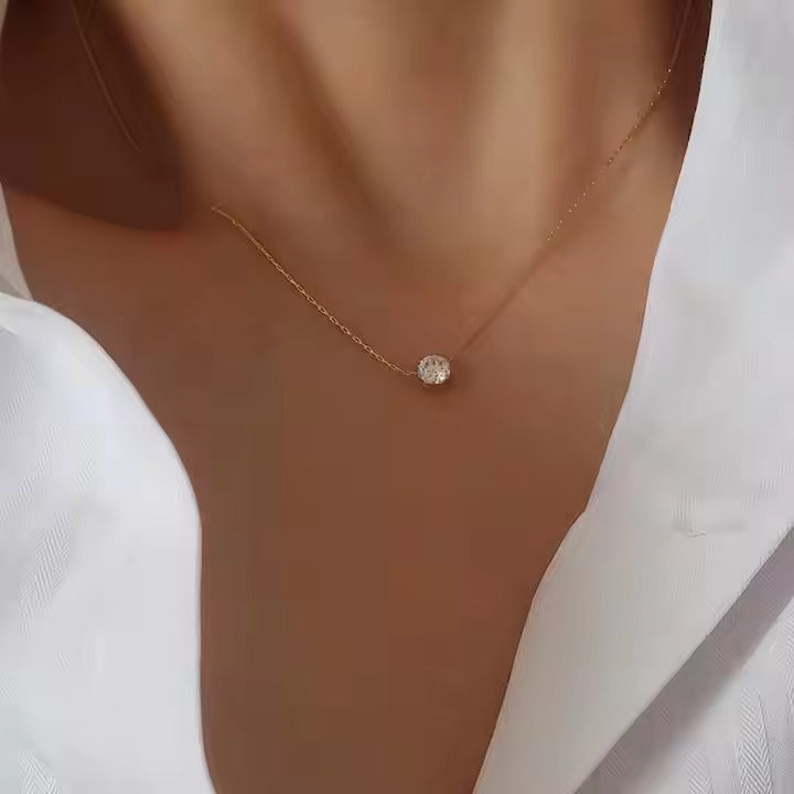 Tesoro Diamond Solitaire Necklace - 18K Gold Plated