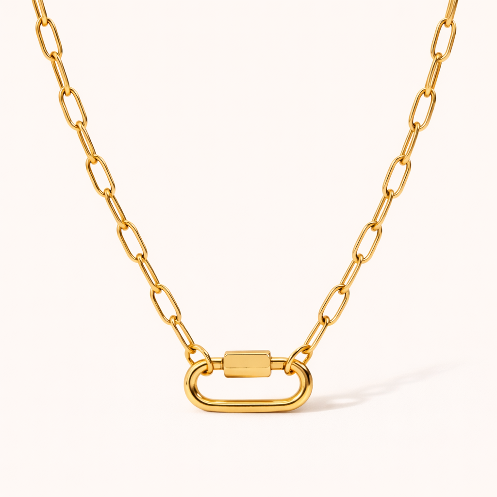 Paperclip Charm Holder Chain – 18K Gold Plated