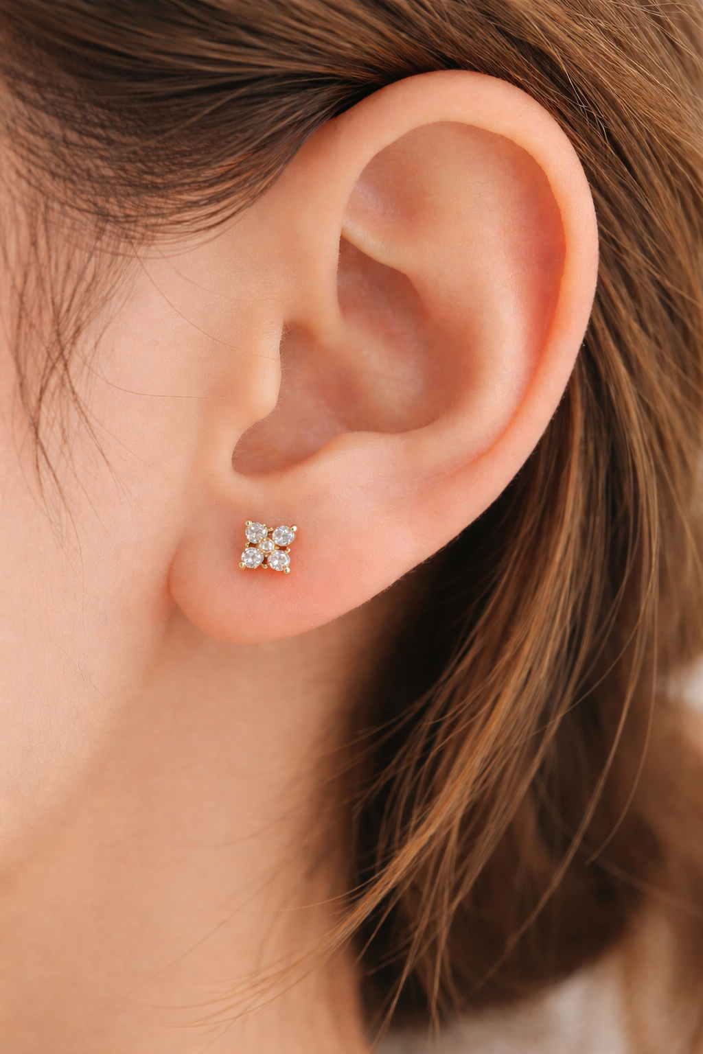 Four-Petal Studs - 18K Gold Plated