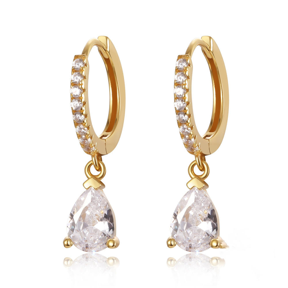 Sia Solitaire Drop Earrings - 18K Gold Plated