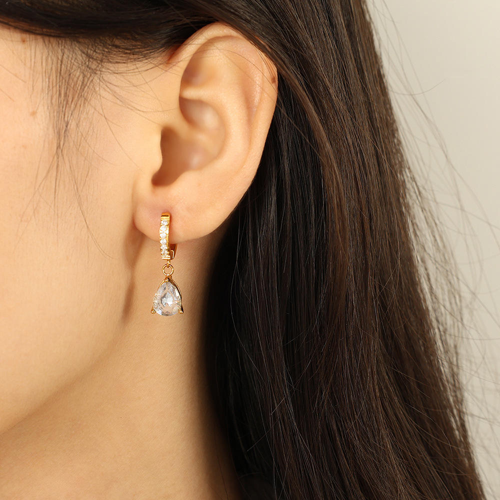 Sia Solitaire Drop Earrings - 18K Gold Plated
