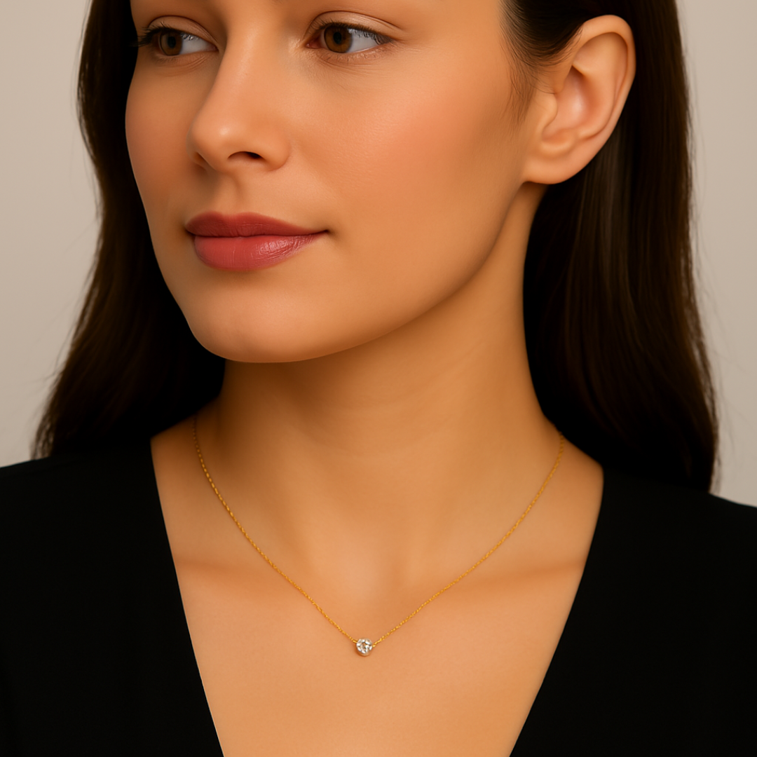 Tesoro Diamond Solitaire Necklace - 18K Gold Plated