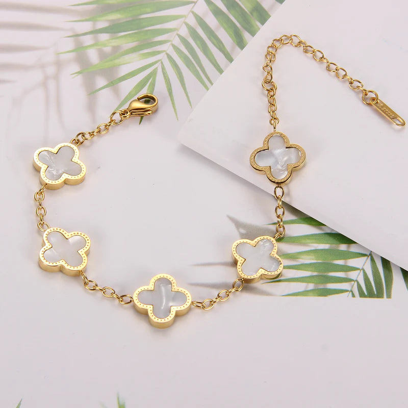 White Clover Bracelet - 18K Gold Plated