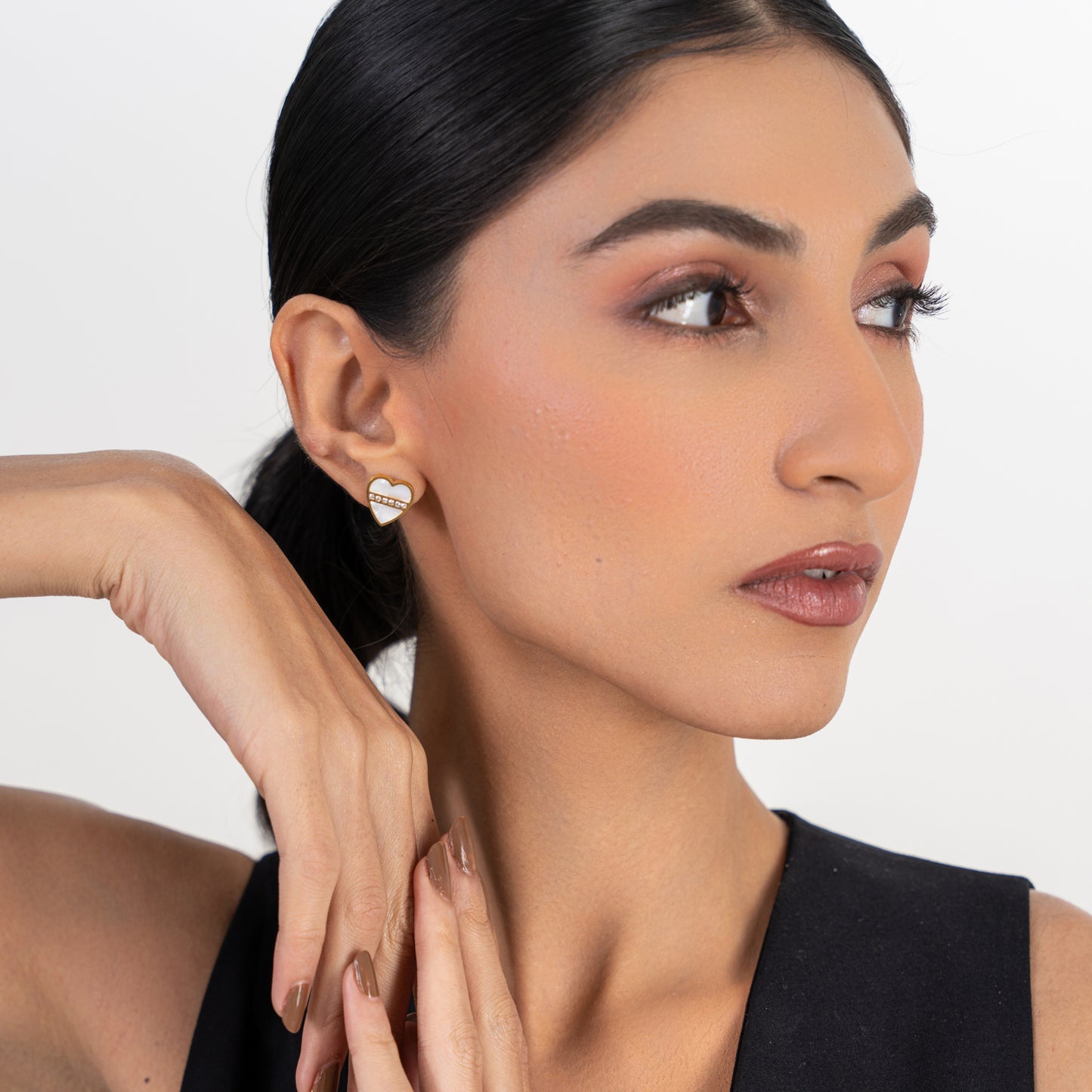Buy Enamel Heart Studs Earrings online jewellery