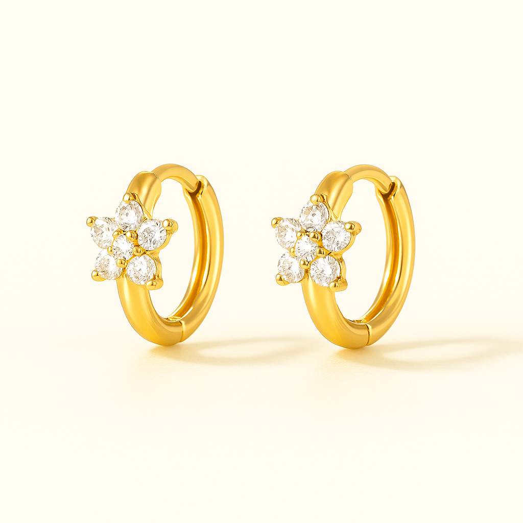 Flazo Flower Huggies Earrings - 18K Gold Plated