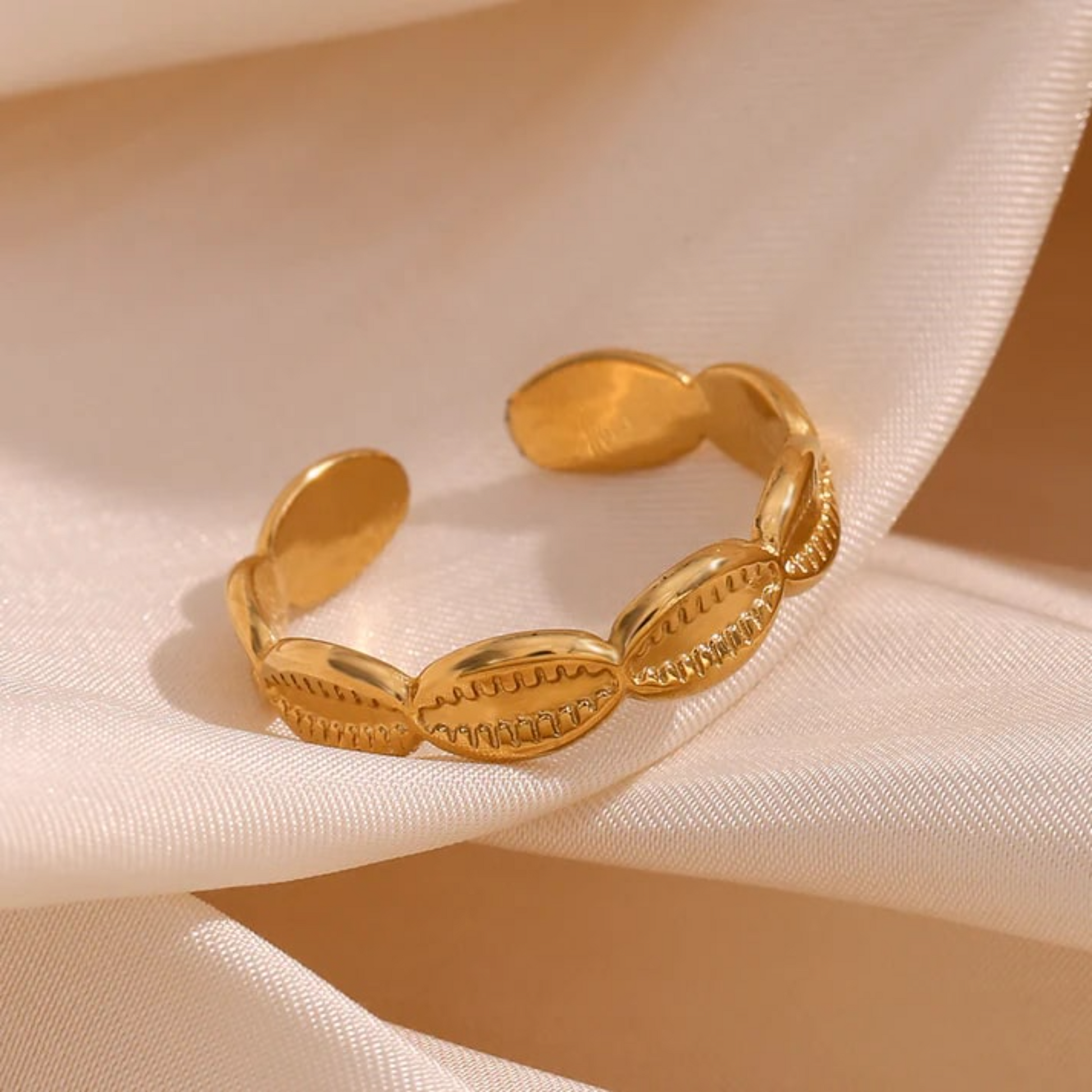 Buy Oval Teethy Ring (Adjustable) - 18K Gold Plated online jewellery