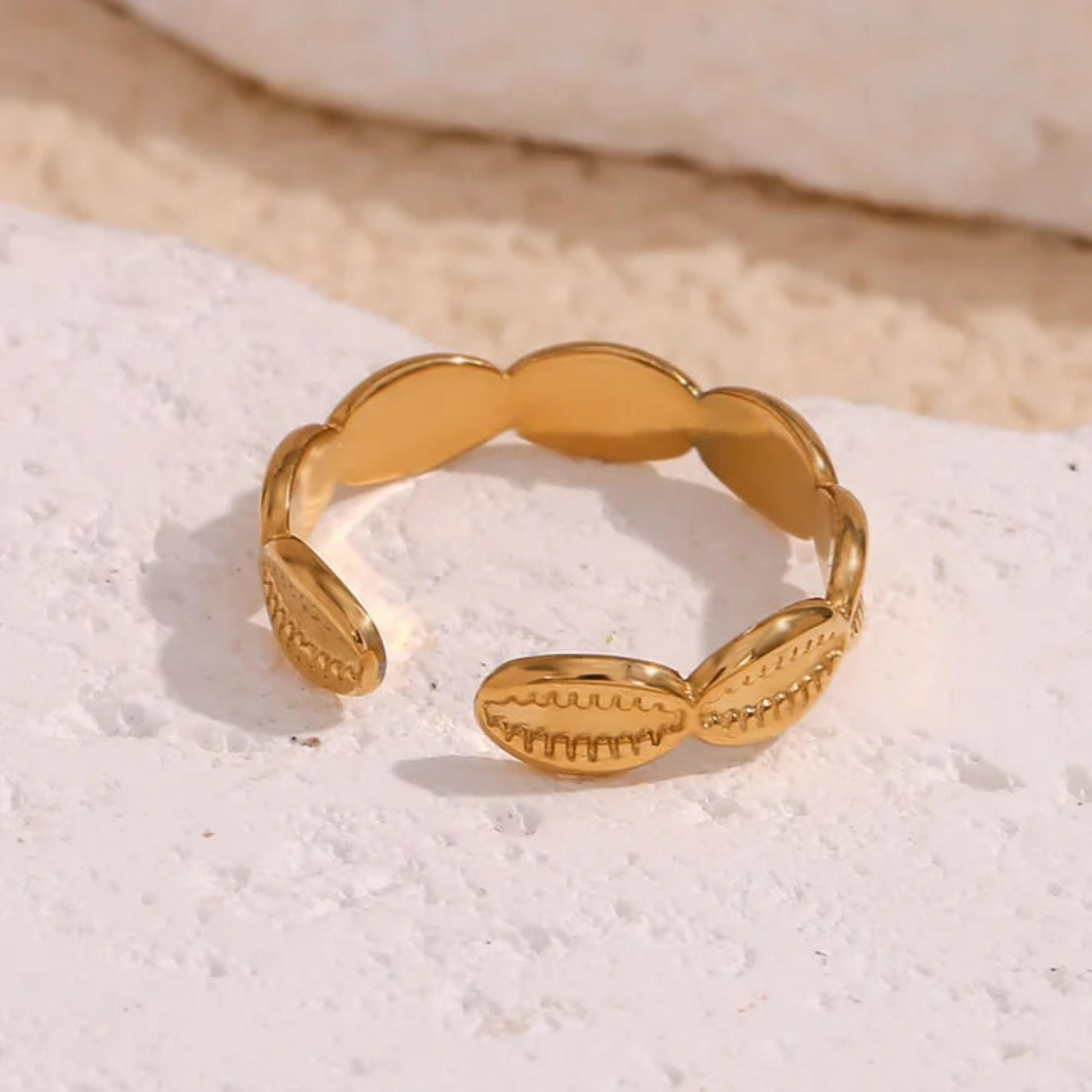 Buy Oval Teethy Ring (Adjustable) - 18K Gold Plated online jewellery