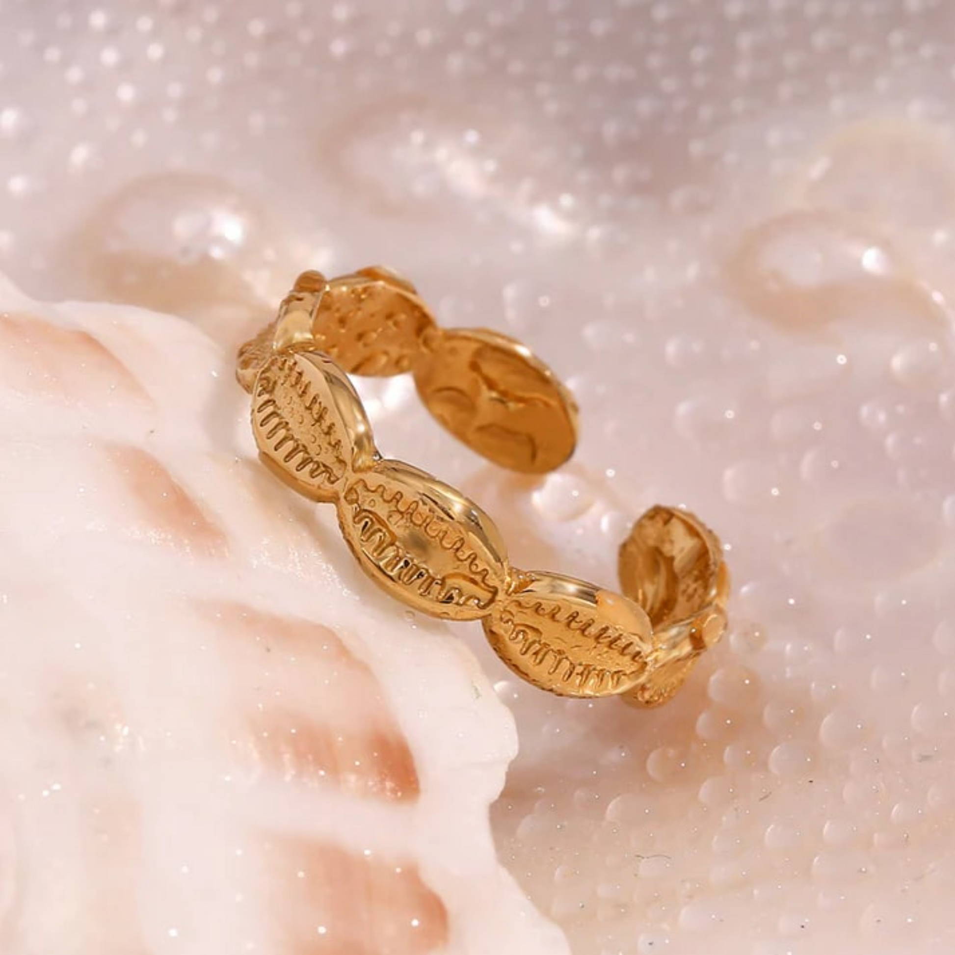 Buy Oval Teethy Ring (Adjustable) - 18K Gold Plated online jewellery