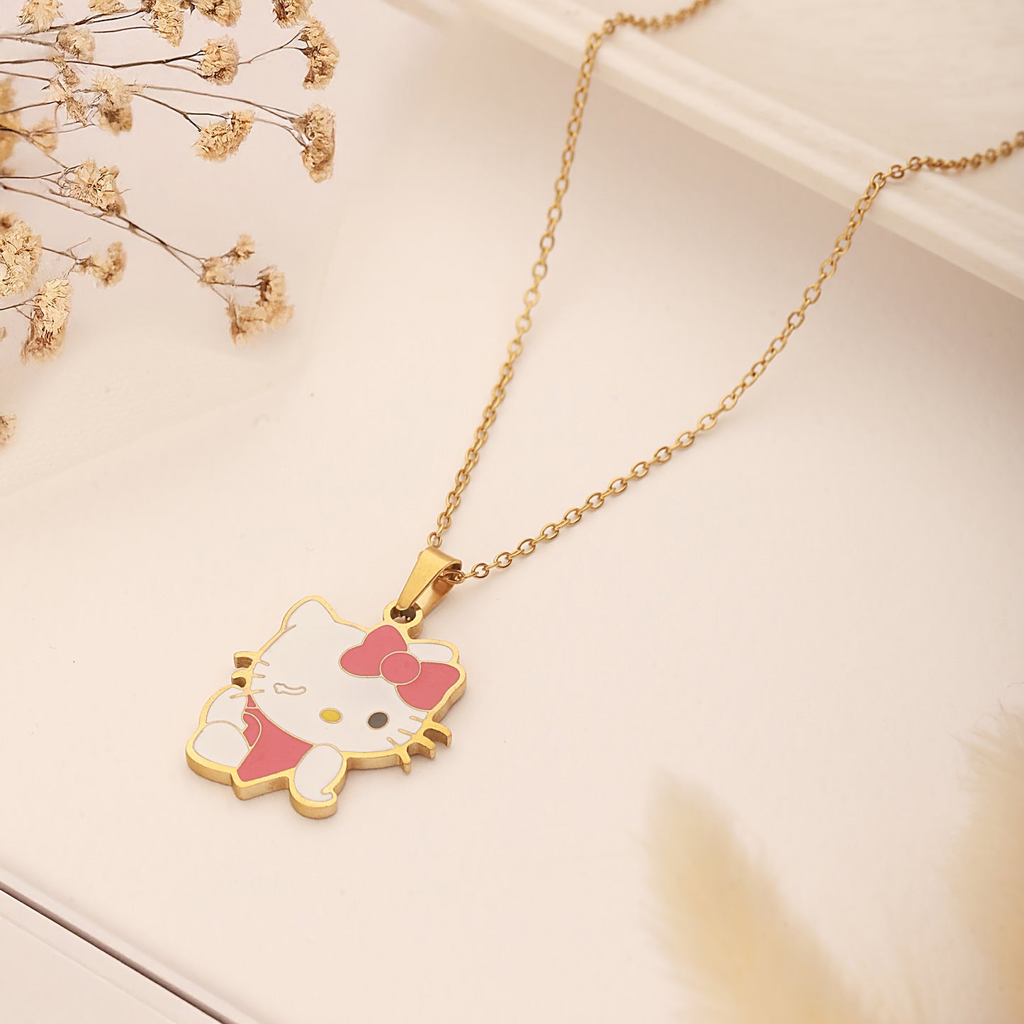 Red Kitty Necklace - 18K Gold Plated
