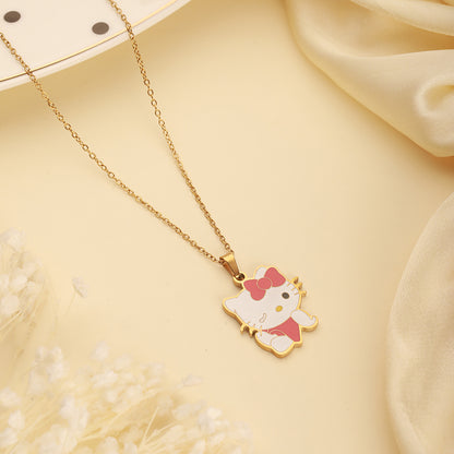 Red Kitty Necklace - 18K Gold Plated