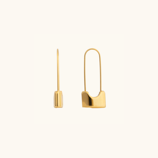 Safety Pin Earrings - 18K Gold Plated