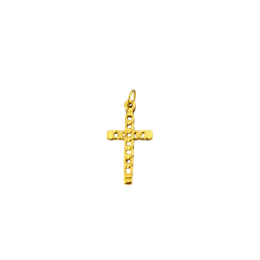 Chain Link Cross Charm – 18K Gold Plated