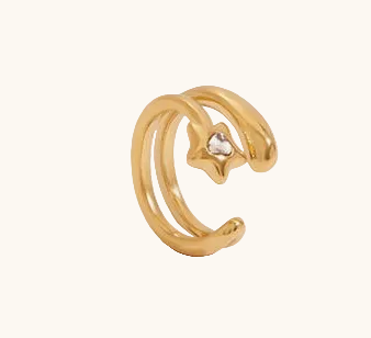 Spark Charm Drop Ear Cuff - 18K Gold Plated