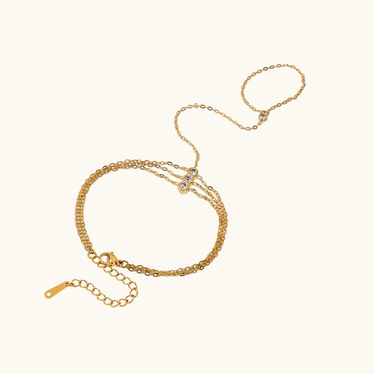 Trio line hand chain - 18K Gold Plated