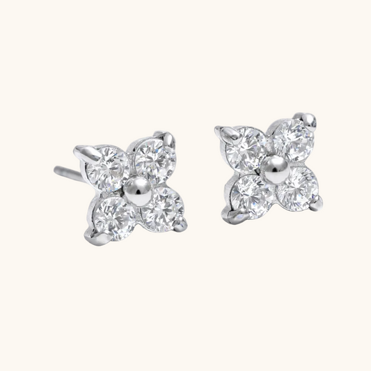 Four-Petal Studs - Silver Plated