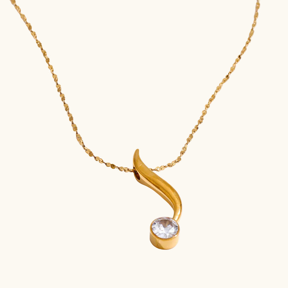 Golden Curve Solitaire Necklace - 18K Gold Plated