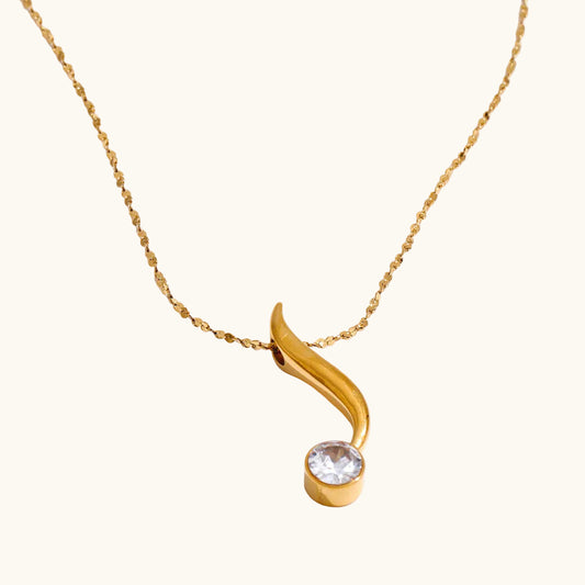 Golden Curve Solitaire Necklace - 18K Gold Plated