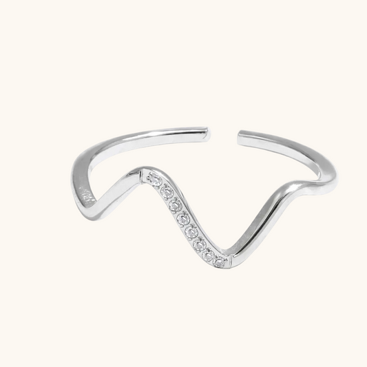 Wave Ring - Silver Plated (Adjustable)
