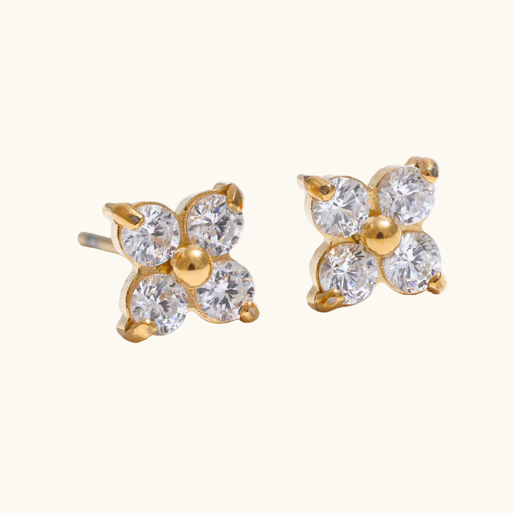 Four-Petal Studs - 18K Gold Plated