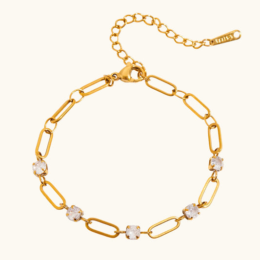 Crystal Clip Chain Bracelet  - 18K Gold Plated