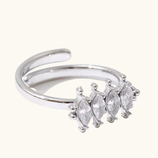 Four Grace Ring - Silver Plated (Adjustable)