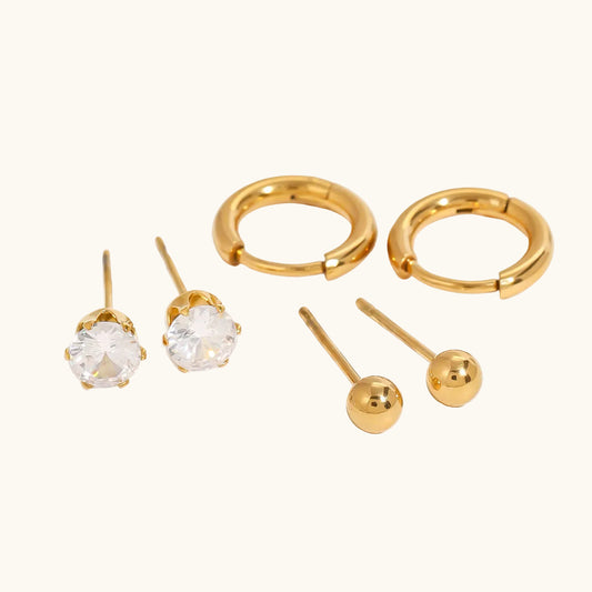 Prism Solitaire Earrings - 18K Gold Plated