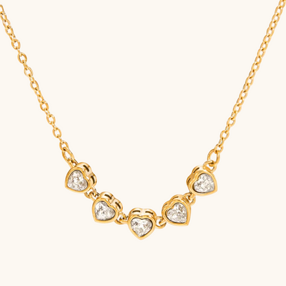 Penta Hearts Necklace - 18K Gold Plated