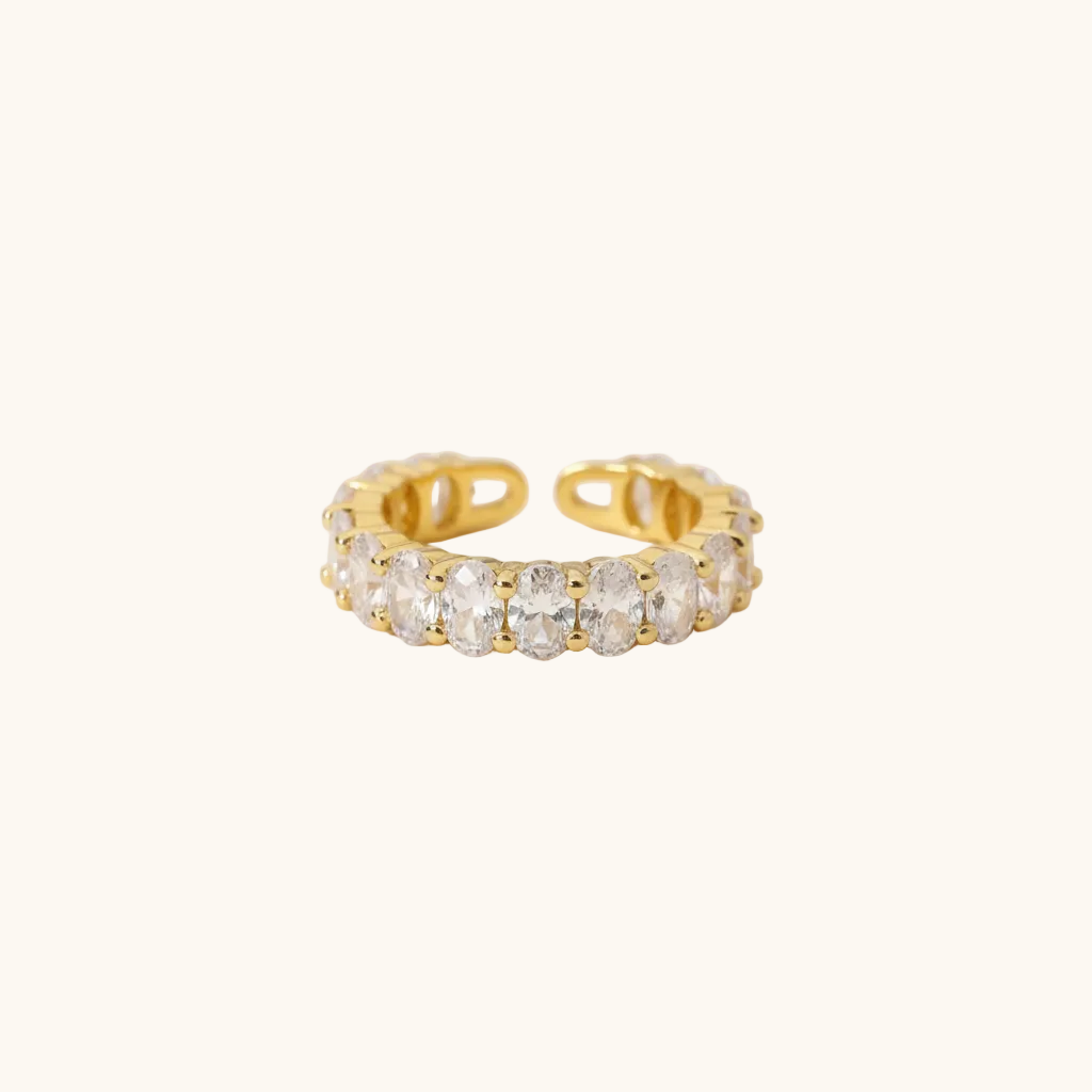 Orbit Tennis Cuff Ring - 18K Gold Plated (Adjustable)