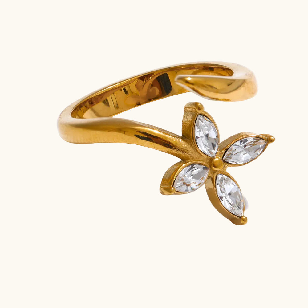 Petal Spark Ring - 18K Gold Plated (Adjustable)