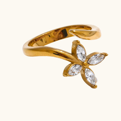 Petal Spark Ring - 18K Gold Plated (Adjustable)