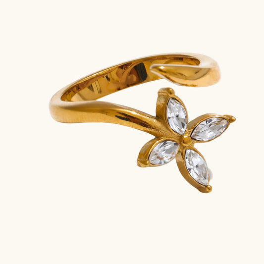 Petal Spark Ring - 18K Gold Plated (Adjustable)