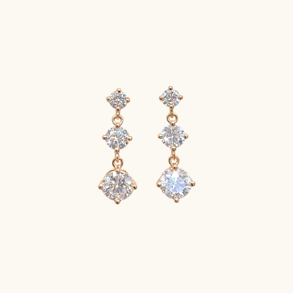 Trio Drift Gold Earrings - 18K Gold Plated