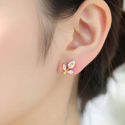 Floral Vine Studs Earrings - 18K Gold Plated