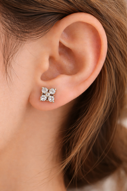 Four-Petal Studs - Silver Plated