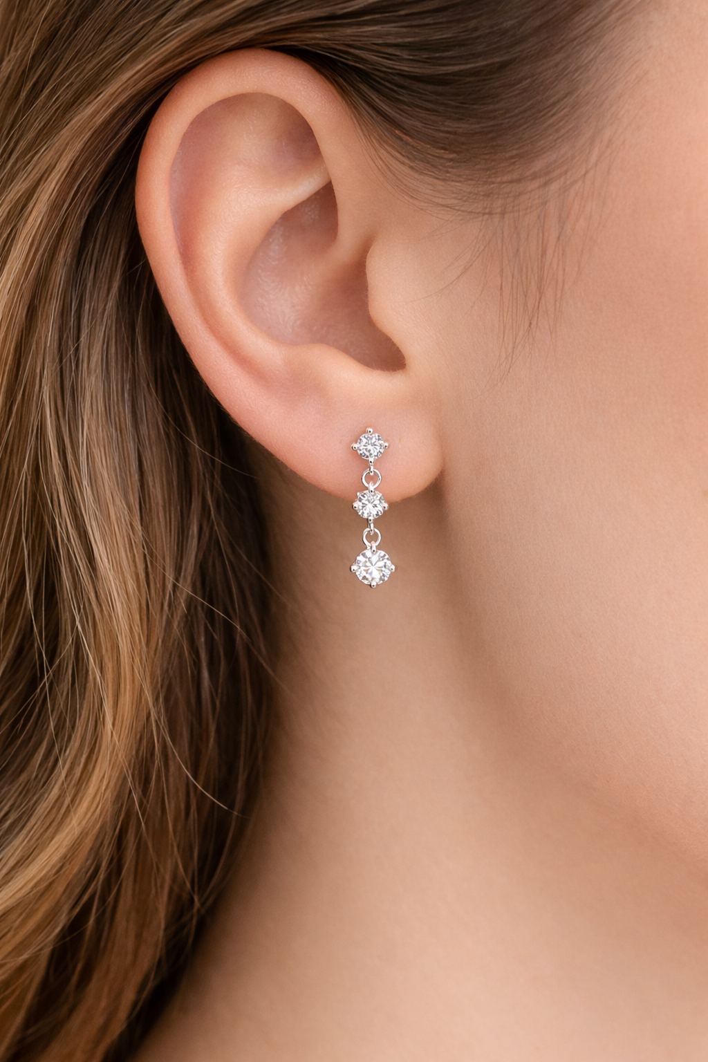 Trio Drift Silver Earrings - silver Plated