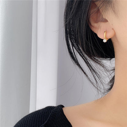 Solitaire Huggie Hoops - 18K Gold Plated