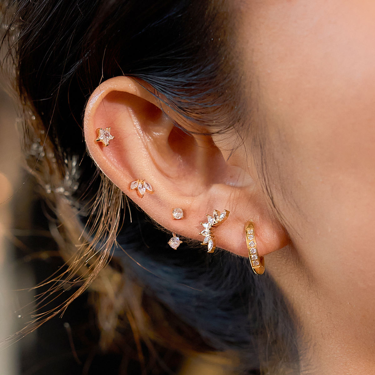 Celestial Stack Earrings - 18K Gold Plated