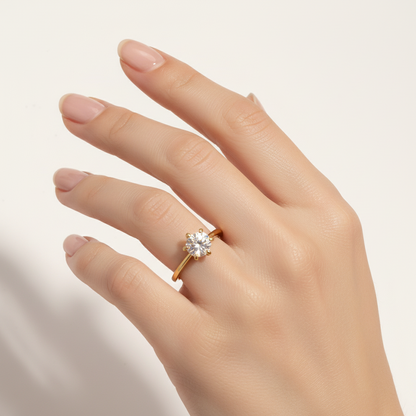Nova Solitaire Ring - 18K Gold Plated (Adjustable)