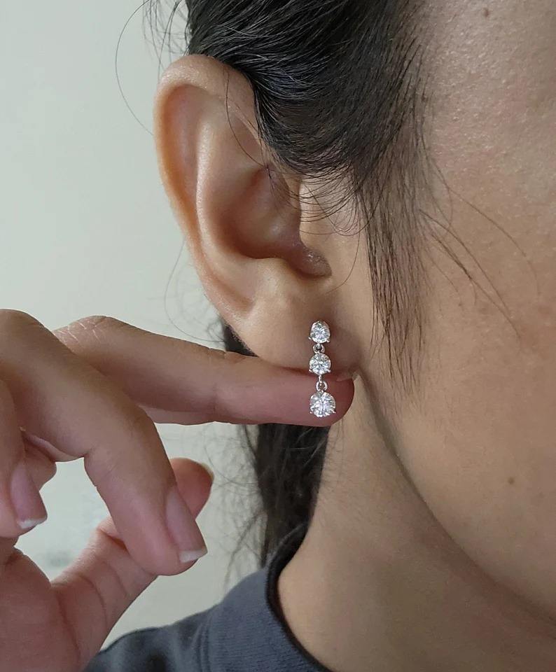 Trio Drift Silver Earrings - silver Plated