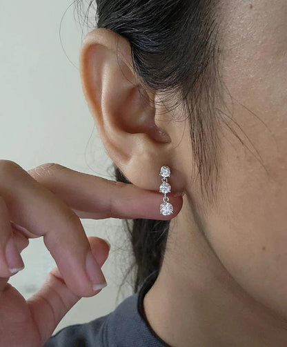 Trio Drift Silver Earrings - silver Plated