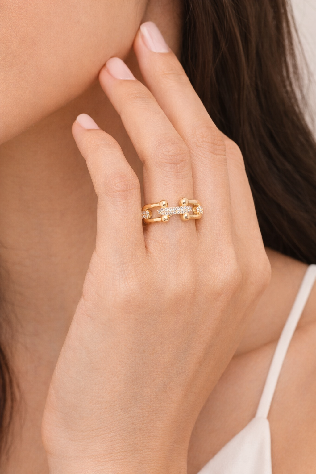 Luxe Link Ring - 18K Gold Plated (Adjustable)