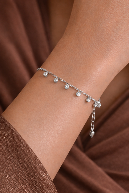 Seven Solitaires Bracelet - Silver Plated