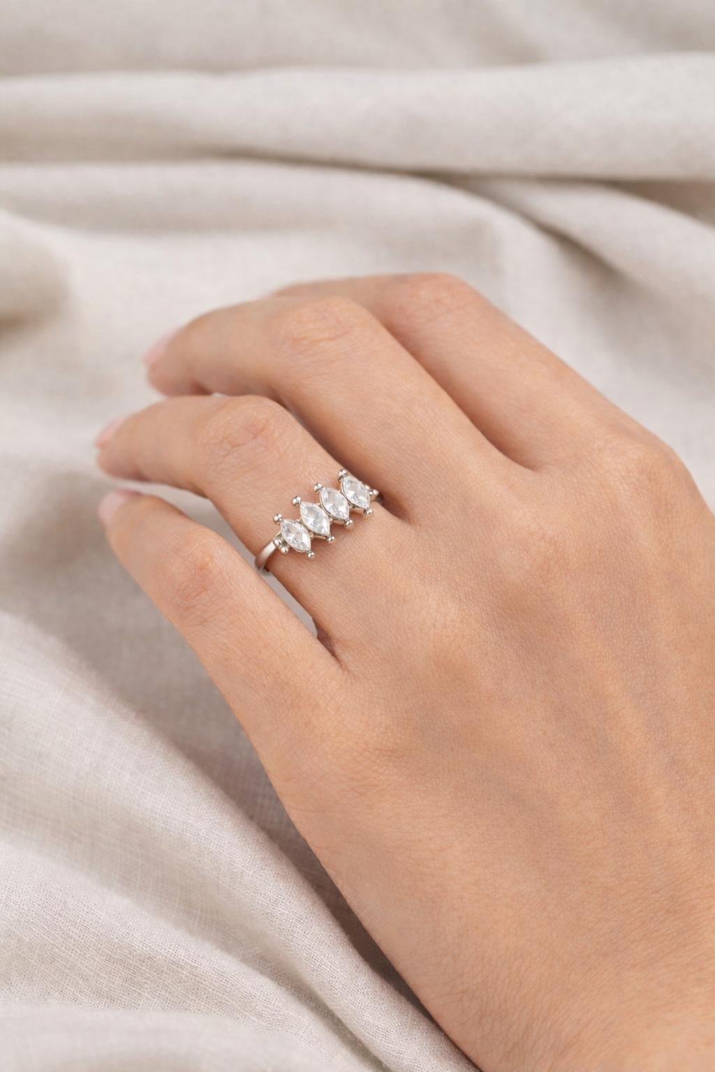 Four Grace Ring - Silver Plated (Adjustable)