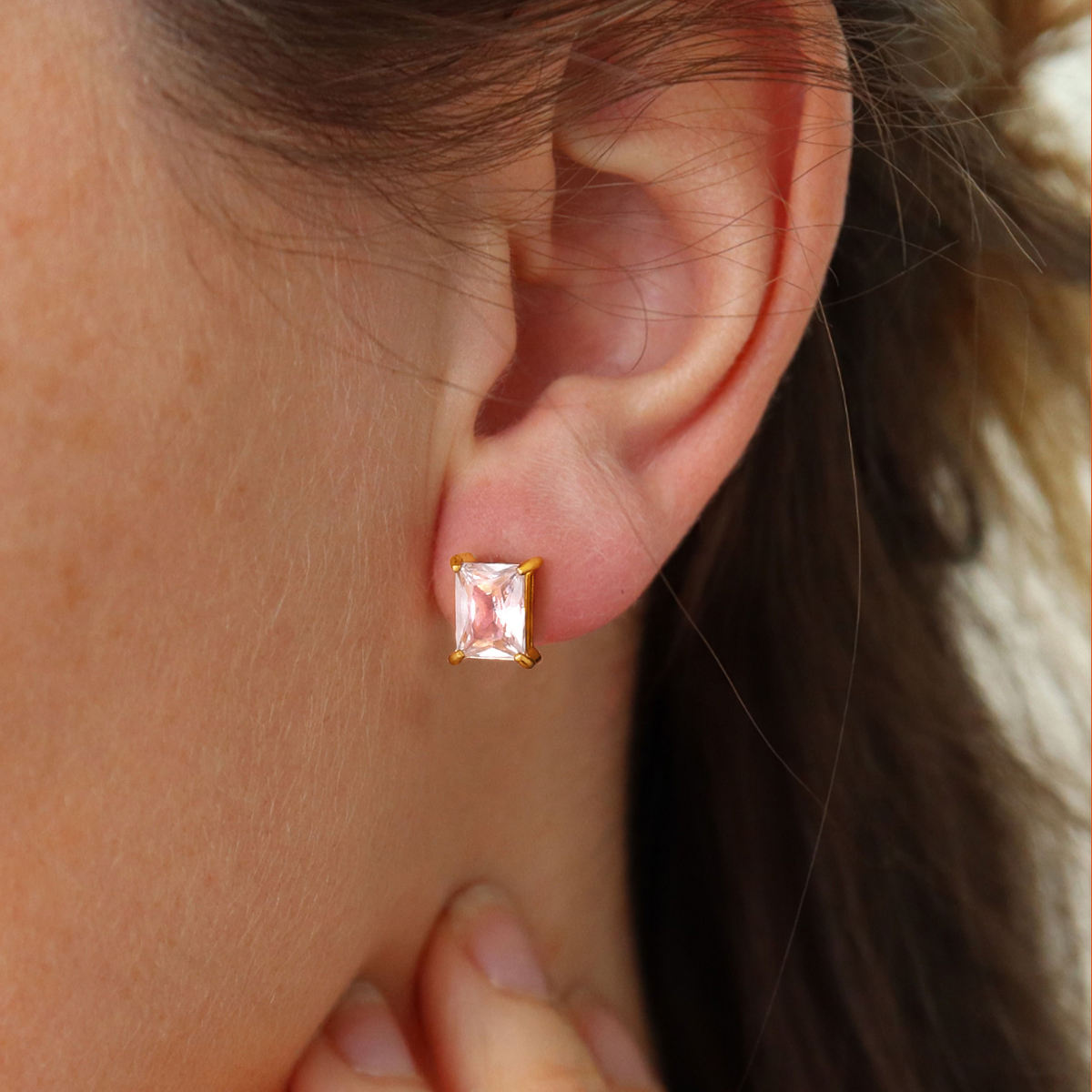 Square Studs Earrings - 18K Gold Plated