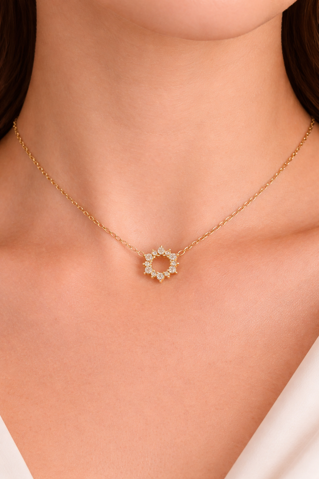 Halo Loop Necklace - 18K Gold Plated