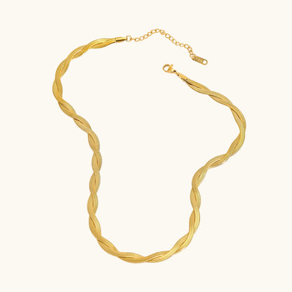 Herringbone Cross Chain Necklace - 18K Gold Plated