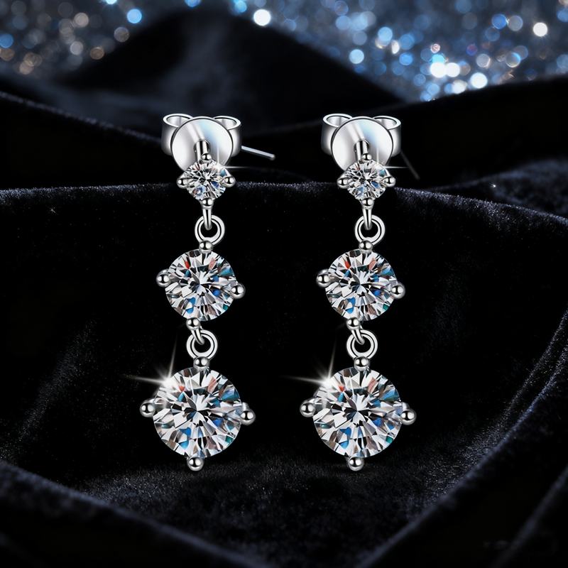 Trio Drift Silver Earrings - silver Plated