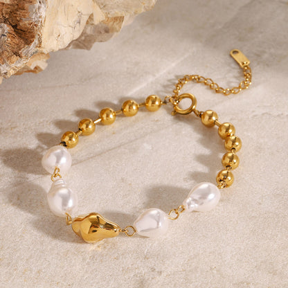 Golden Tide Pearl Bracelet - 18K Gold Plated