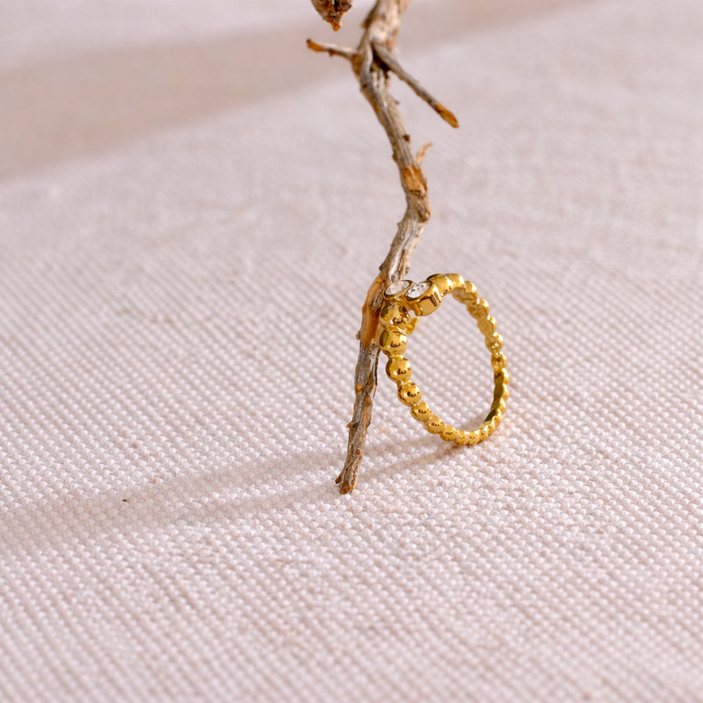Beaded Ring - 18K Gold Plated (Adjustable)